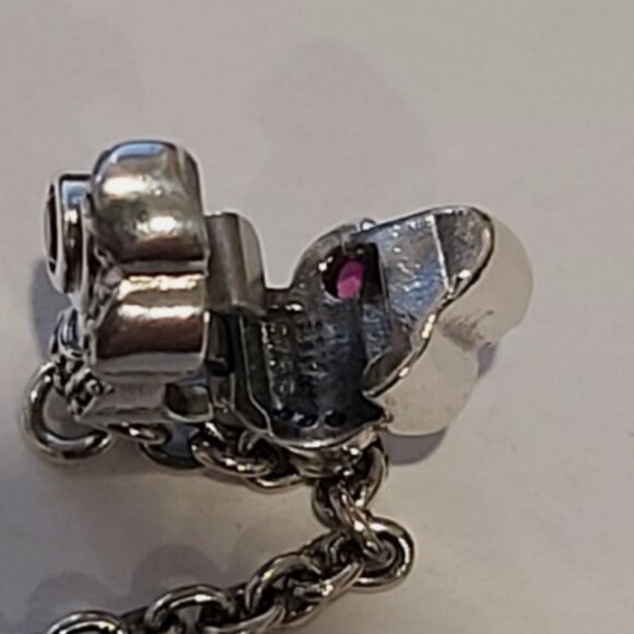 Auth PANDORA SS *CHINA EXCLUSIVE* Blue & Pink Fan Safety Chain Clip 798163SRUMX - Picture 8 of 11